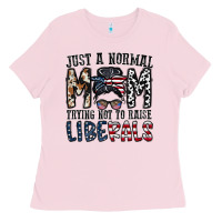 Bubblegum Pink just a regular mom trying not to raise liberals Ladies Tee - CowhideDigitalArt