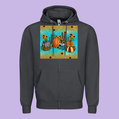 Fall Pumpkin Tumbler Zipper Hoodie Designed By Ranaportraitstore