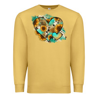 Antique Gold Leopard Sunflower Cowhide Glitter Heart Premium Sweatshirt - RanaPortraitStore