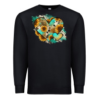 Black Leopard Sunflower Cowhide Glitter Heart Premium Sweatshirt - RanaPortraitStore