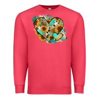 Leopard Sunflower Cowhide Glitter Heart Premium Sweatshirt | Teevron
