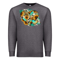 Charcoal Heather Leopard Sunflower Cowhide Glitter Heart Premium Sweatshirt - RanaPortraitStore