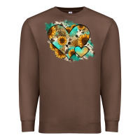 Chestnut Leopard Sunflower Cowhide Glitter Heart Premium Sweatshirt - RanaPortraitStore