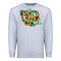 Heather Grey Leopard Sunflower Cowhide Glitter Heart Premium Sweatshirt - RanaPortraitStore