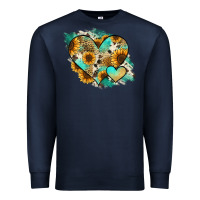 Navy Leopard Sunflower Cowhide Glitter Heart Premium Sweatshirt - RanaPortraitStore