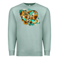Seafoam Leopard Sunflower Cowhide Glitter Heart Premium Sweatshirt - RanaPortraitStore