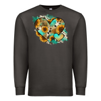 Smoke Leopard Sunflower Cowhide Glitter Heart Premium Sweatshirt - RanaPortraitStore