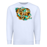White Leopard Sunflower Cowhide Glitter Heart Premium Sweatshirt - RanaPortraitStore