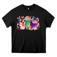 Black Easter Coffee Cups With Bunny Heavy Core Tee - BundleAndBundleShop
