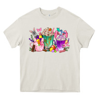 Cream Easter Coffee Cups With Bunny Heavy Core Tee - BundleAndBundleShop