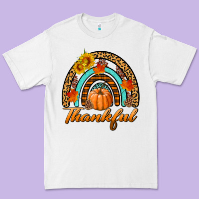 Thankful Pumpkin Rainbow Premium Tee Designed By Bundleandbundleshop