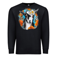 Black Daisy Goat With Background Premium Sweatshirt - RanaPortraitStore