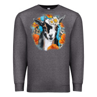 Charcoal Heather Daisy Goat With Background Premium Sweatshirt - RanaPortraitStore
