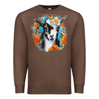 Chestnut Daisy Goat With Background Premium Sweatshirt - RanaPortraitStore