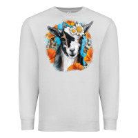 Dove Grey Daisy Goat With Background Premium Sweatshirt - RanaPortraitStore