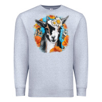 Heather Grey Daisy Goat With Background Premium Sweatshirt - RanaPortraitStore