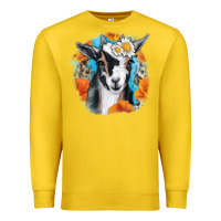 Lemon Daisy Goat With Background Premium Sweatshirt - RanaPortraitStore