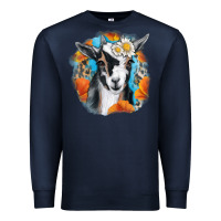 Navy Daisy Goat With Background Premium Sweatshirt - RanaPortraitStore
