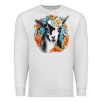 Oatmeal Heather Daisy Goat With Background Premium Sweatshirt - RanaPortraitStore