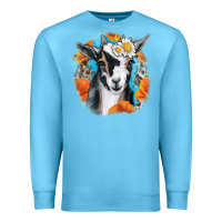 Ocean Blue Daisy Goat With Background Premium Sweatshirt - RanaPortraitStore