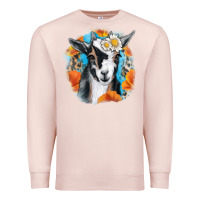 Pale Pink Daisy Goat With Background Premium Sweatshirt - RanaPortraitStore