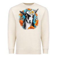 Sandshell Daisy Goat With Background Premium Sweatshirt - RanaPortraitStore