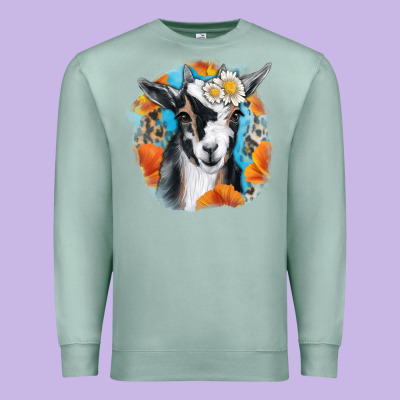 Daisy Goat With Background Premium Sweatshirt Designed By Ranaportraitstore