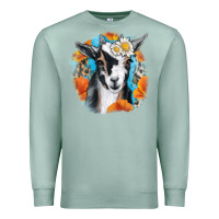 Seafoam Daisy Goat With Background Premium Sweatshirt - RanaPortraitStore