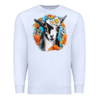 White Daisy Goat With Background Premium Sweatshirt - RanaPortraitStore