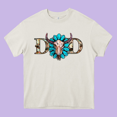 Western Dad With Gemstone And Skull Heavy Core Tee Designed By Ranaportraitstore
