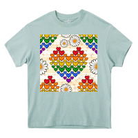 Arona Pride lgbtq hearts and daisy seamless pattern Heavy Core Tee - BundleAndBundleShop