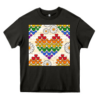 Asphalt Pride lgbtq hearts and daisy seamless pattern Heavy Core Tee - BundleAndBundleShop
