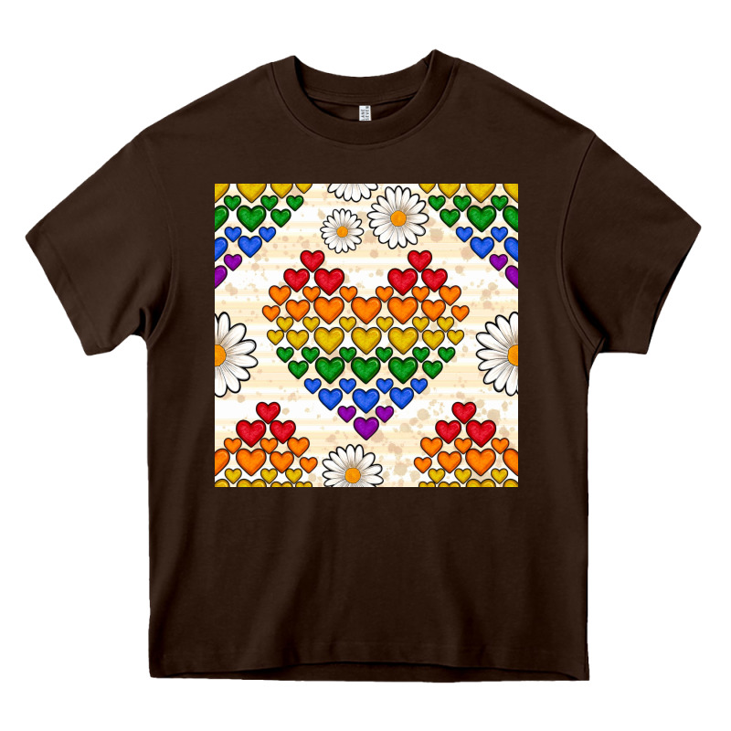 Pride Lgbtq Hearts And Daisy Seamless Pattern Heavy Core Tee by BundleAndBundleShop | Teevron