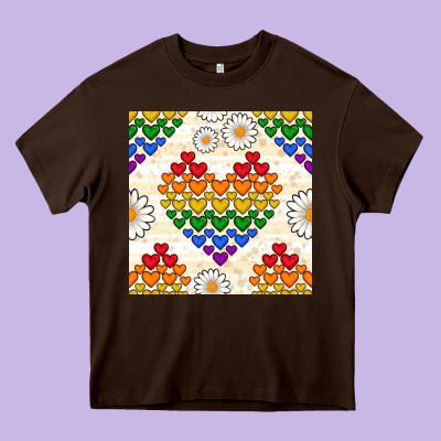 Pride Lgbtq Hearts And Daisy Seamless Pattern Heavy Core Tee Designed By Bundleandbundleshop