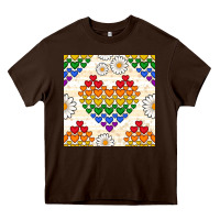 Chocolate Brown Pride lgbtq hearts and daisy seamless pattern Heavy Core Tee - BundleAndBundleShop