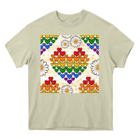 Mossy Pride lgbtq hearts and daisy seamless pattern Heavy Core Tee - BundleAndBundleShop