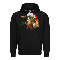 Black christmas goat Zipper Hoodie - RanaPortraitStore