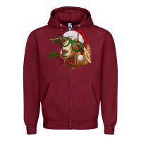 Burgundy christmas goat Zipper Hoodie - RanaPortraitStore