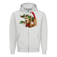 Dove Grey christmas goat Zipper Hoodie - RanaPortraitStore