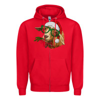 Red christmas goat Zipper Hoodie - RanaPortraitStore
