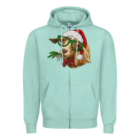 Seafoam christmas goat Zipper Hoodie - RanaPortraitStore