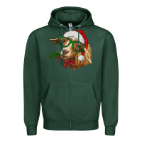 Sports Green christmas goat Zipper Hoodie - RanaPortraitStore