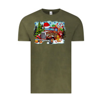 Vintage Olive Christmas truck Vintage Tee - CowhideDigitalArt