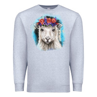 Heather Grey Sunflower Sheep With Background Premium Sweatshirt - RanaPortraitStore
