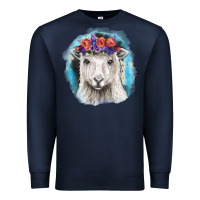 Navy Sunflower Sheep With Background Premium Sweatshirt - RanaPortraitStore
