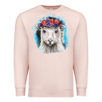 Pale Pink Sunflower Sheep With Background Premium Sweatshirt - RanaPortraitStore