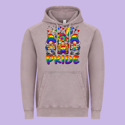 Pride Gnome Vintage Hoodie Designed By Barkaloodesign