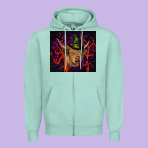 Halloween Glitter Highland Cow Tumbler Zipper Hoodie Designed By Ranaportraitstore