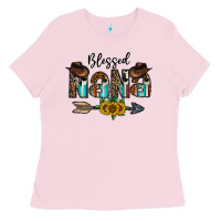 Bubblegum Pink blessed nana Ladies Tee - CowhideDigitalArt