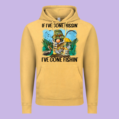 If I've Gone Missin' I've Gone Fishin' Vintage Hoodie Designed By Barkaloodesign